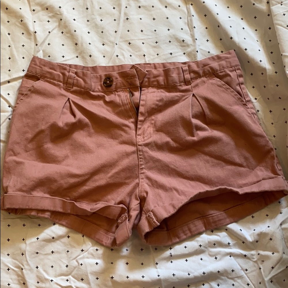 Dusty rose linen shorts